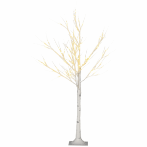 HOMCOM Kunstbaum 120 cm Birkenbaum mit LED Beleuchtung Weihnachtsbaum Lichterbaum in Warmweiß für festliche Weihnachtsdeko Aosom.de