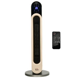 HOMCOM Schwenkheizlüfter 1100/2200 W - Mini-Keramik-Heizkörper PTC - Inklusive Fernbedienung - Schwarzer Zusatzheizer Aosom