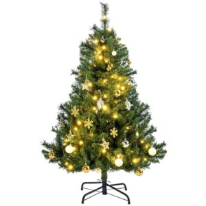 HOMCOM Weihnachtsbaum Tannenbaum mit 80 LEDs und Dekoration, 307 Spitzen, Ø75 x 120H cm, ideal für festliche Stimmung Aosom.de