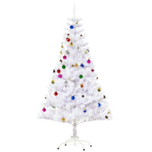 HOMCOM Weihnachtsbaum künstlicher Christbaum 150cm mit Ständer inkl Dekor in Weiß für festliche Dekoration Aosom.de