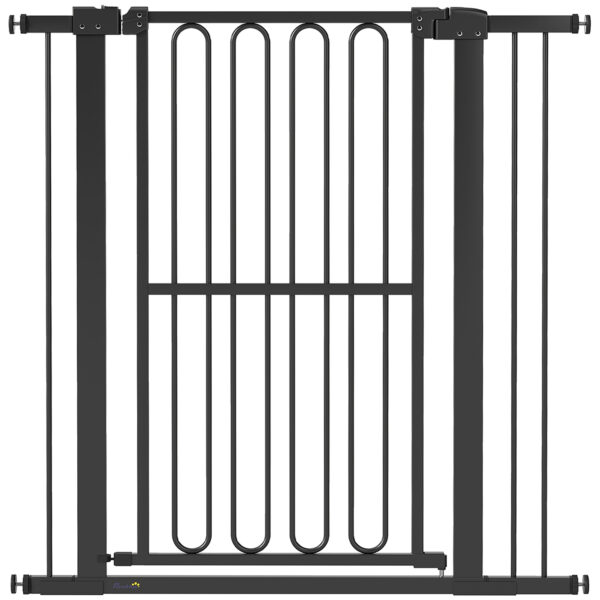 PawHut Treppenschutzgitter Türschutzgitter Absperrgitter ohne Bohren 76-104 cm Schutzgitter aus Stahl für Hunde, Haustiere Treppen, Tür, Schwarz Aosom