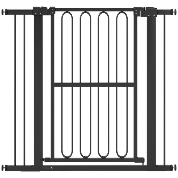 PawHut Treppenschutzgitter Türschutzgitter Absperrgitter ohne Bohren 76-104 cm Schutzgitter aus Stahl für Hunde, Haustiere Treppen, Tür, Schwarz Aosom