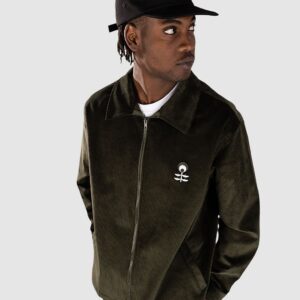 Blue Flowers Kyoto Corduroy Zip Up Jacke earth green