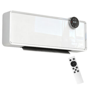 HOMCOM Elektrischer Keramik-Heizlüfter 2000W, Wand-Heizlüfter mit 3 Modi, einstellbarem Lüfter und Heizung, Wochen-/24-Stunden-Timer, offene-Fenster-Erkennung und Fernbedienung, Weiß Aosom