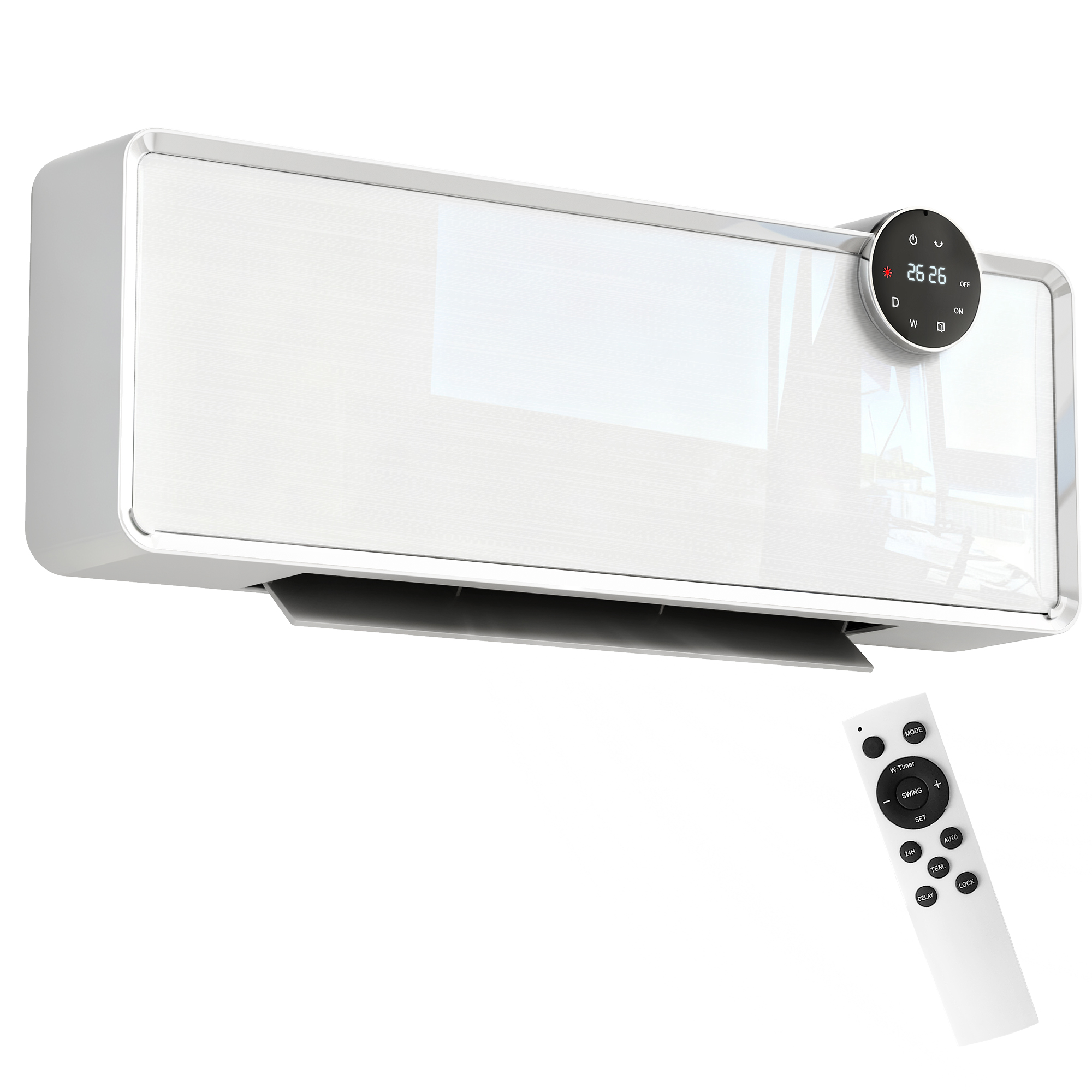 HOMCOM Elektrischer Keramik-Heizlüfter 2000W, Wand-Heizlüfter mit 3 Modi, einstellbarem Lüfter und Heizung, Wochen-/24-Stunden-Timer, offene-Fenster-Erkennung und Fernbedienung, Weiß Aosom