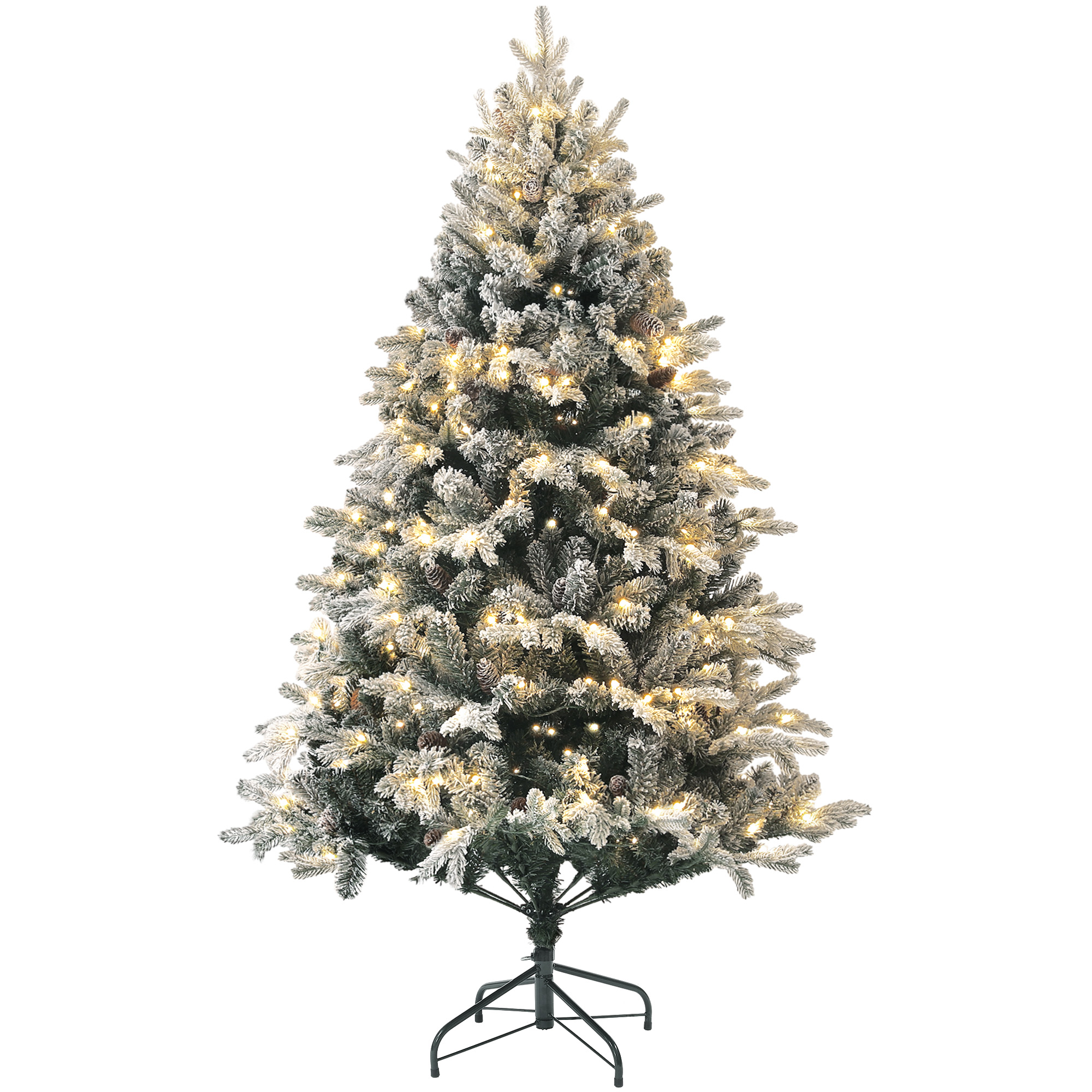 HOMCOM Künstlicher Weihnachtsbaum 180 cm mit 793 Spitzen und Kunstschnee klappbar mit Stahlständer für festliche Weihnachtsdekoration Grün Aosom.de