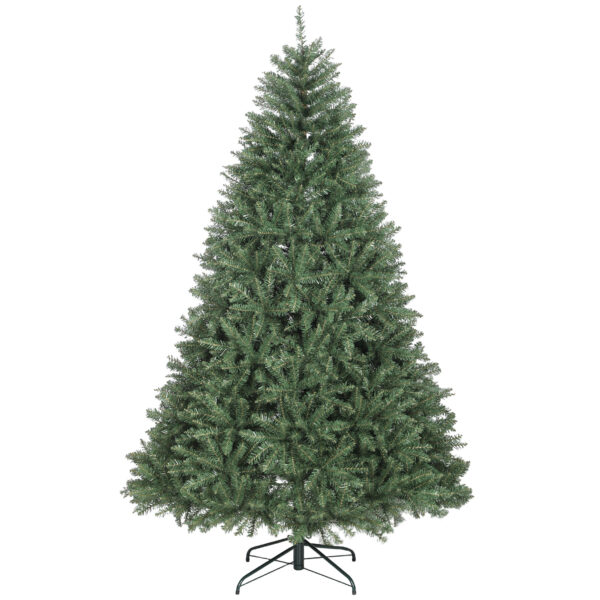 HOMCOM Künstlicher Weihnachtsbaum 210 cm, realistischer Weihnachtsbaum mit 2641 Zweigspitzen, klappbarer Metallständer, einfach aufzubauen und zu verstauen, feuerfester Kunststoff, für Zuhause und Büro, grün Aosom