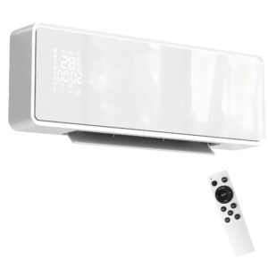 HOMCOM Wand Heizlüfter 2000W Wandheizgerät mit 2 Leistungsstufen, 3 Betriebsarten, LED-Display, Thermostat, Timer Wandheizung mit Fernbedienung, Oszillation, Fenster-Erkennung und Glasfront, Weiß Aosom
