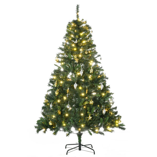 HOMCOM Weihnachtsbaum Tannenbaum mit 200 LEDs und Deko, 745 Spitzen, Ø 112 cm, Höhe 180 cm, ideal für festliche Dekoration Aosom.de