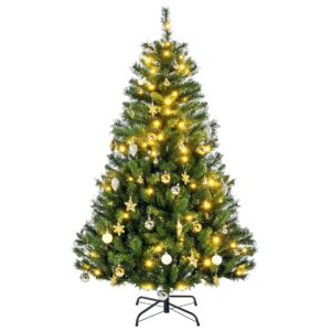 HOMCOM Weihnachtsbaum Tannenbaum mit Deko 120 LEDs 511 Spitzen Ø95 cm 150 cm hoch für festliche Dekoration Aosom.de