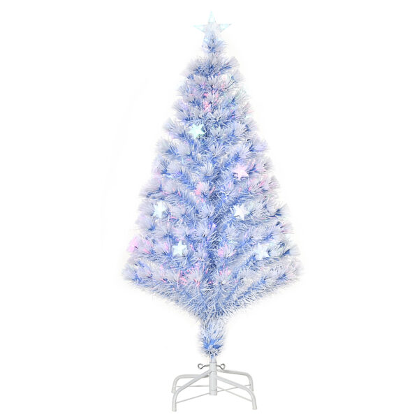 HOMCOM künstlicher Weihnachtsbaum mit 3 LED-Leuchten Tannenbaum PVC Metall Weiß Blau Ø60 x 120H cm für festliche Dekoration Aosom.de