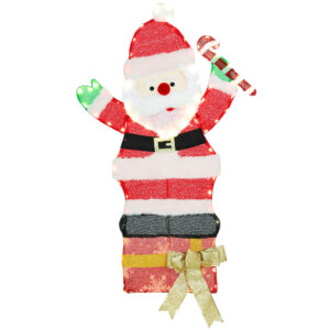 Outsunny 97er LED Weihnachtsdeko, Weihnachten Weihnachtsmann, Weihnachtsbeleuchtung in warmweiß, Stahlrahmen, für Indoor, Outdoor, Mehrfarbig Aosom