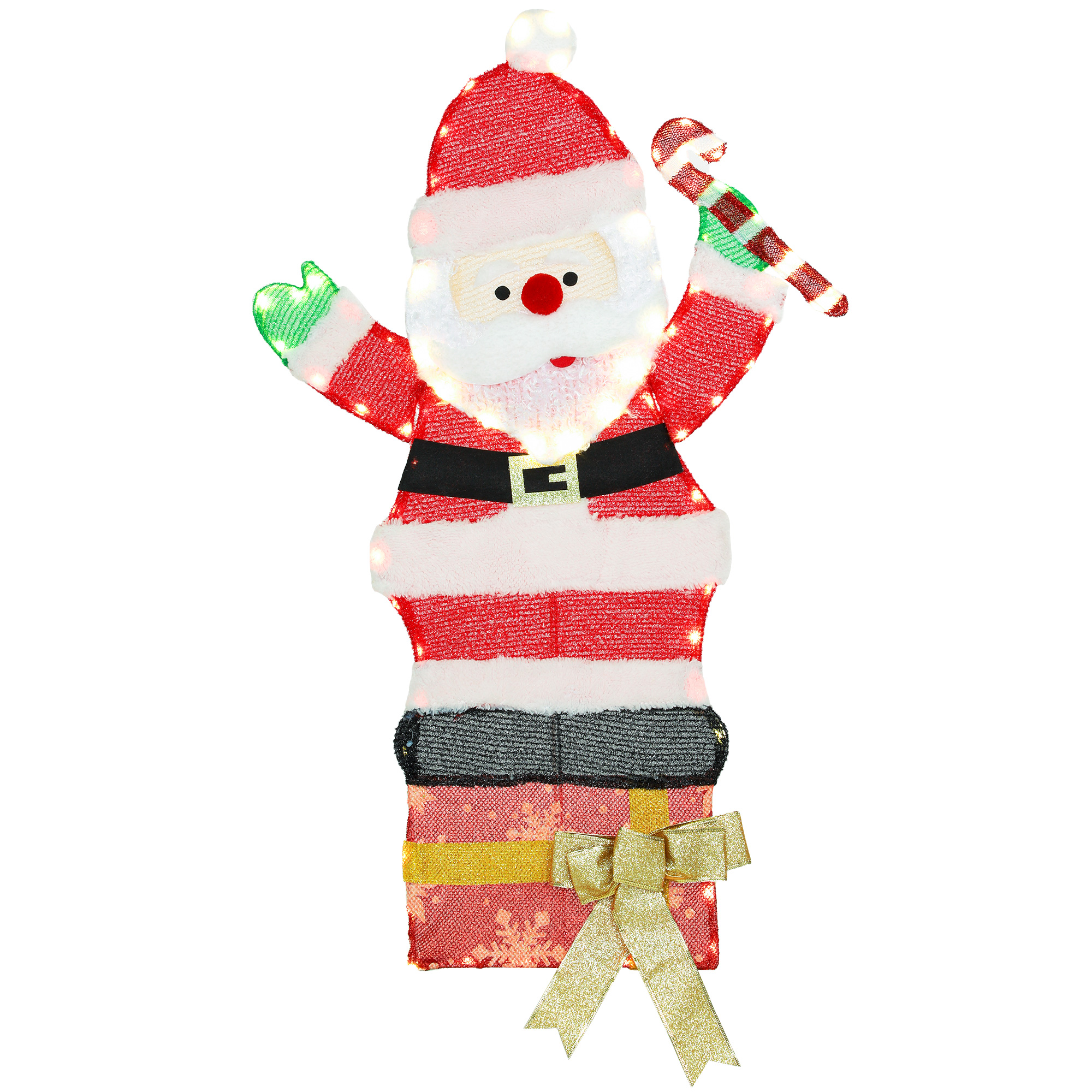 Outsunny 97er LED Weihnachtsdeko, Weihnachten Weihnachtsmann, Weihnachtsbeleuchtung in warmweiß, Stahlrahmen, für Indoor, Outdoor, Mehrfarbig Aosom