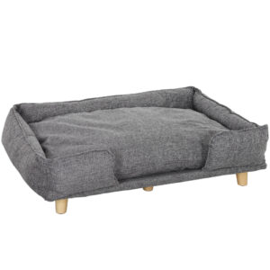 PawHut Hundesofa Hundecouch mit Rückenlehne, Holzbeine Hundebett mit Polyester Haustiersofa Katzensofa für große Hunde bis zu 30 kg und 60 cm Schulterhöhe, 96 x 66 x 24 cm Dunkelgrau Aosom