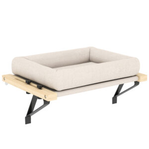 PawHut Katzenbett, 50x36cm Katzenhängematte mit verstellbarer Halterung, abnehmbarem, maschinenwaschbarem Kissen, Haustierbett für Katzen unter 6 kg, Cremeweiß Aosom