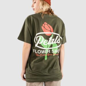 Petals and Peacocks Flower Shop T-Shirt olive