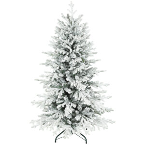 HOMCOM Künstlicher Weihnachtsbaum, 150cm Christbaum mit Schnee, 1162 Zweigen, Kiefernbaum mit klappbarem Metallständer, Grün Aosom
