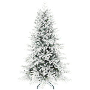 HOMCOM Künstlicher Weihnachtsbaum, 180cm Christbaum mit Schnee, 1815 Zweigen, Kiefernbaum mit klappbarem Metallständer, Grün Aosom