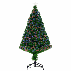 HOMCOM Weihnachtsbaum künstlicher Christbaum 120 cm mit LED Lichtfaser Farbwechsler und Metallständer grün für festliche Dekoration Aosom.de