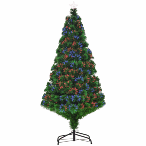 HOMCOM Weihnachtsbaum künstlicher Christbaum 150 cm mit LED Lichtfaser Farbwechsler und Metallständer, grüner Tannenbaum für festliche Dekoration Aosom.de