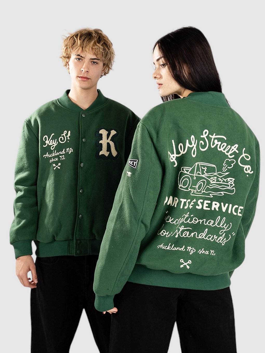 Key Street Work Varsity Jacke green