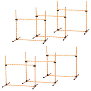 PawHut 6tlg Agility Set Hunde Agility Ausrüstungs Set mit Flechtstangen Pfeife Tragetasche für Hundetraining Zubehör Orange Aosom.de
