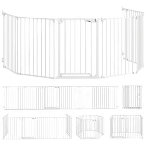 PawHut Welpenauslauf, 6-teilig Welpenlaufstall mit Tür, faltbar Hundelaufstall mit Doppelverriegelungssystem, 61x75 cm Freigehege für drinnen und draußen, für Kinder, kleine, mittelgroße Hunde, Weiß Aosom