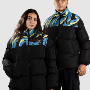 Polypop Black Tigra Pattern Chest Puffer Jacke black