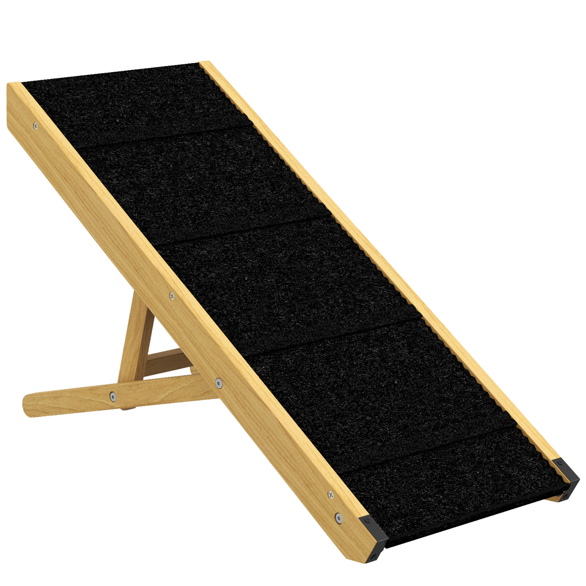 PawHut Hunderampe Klappbar, Höhenverstellbar Haustierrampe, Rutschfest Hundeeinstiegshilfe für kleine und mittelgroße Hunde bis 15 kg, 83,5 x 35 x 47,5 cm, Natur Aosom