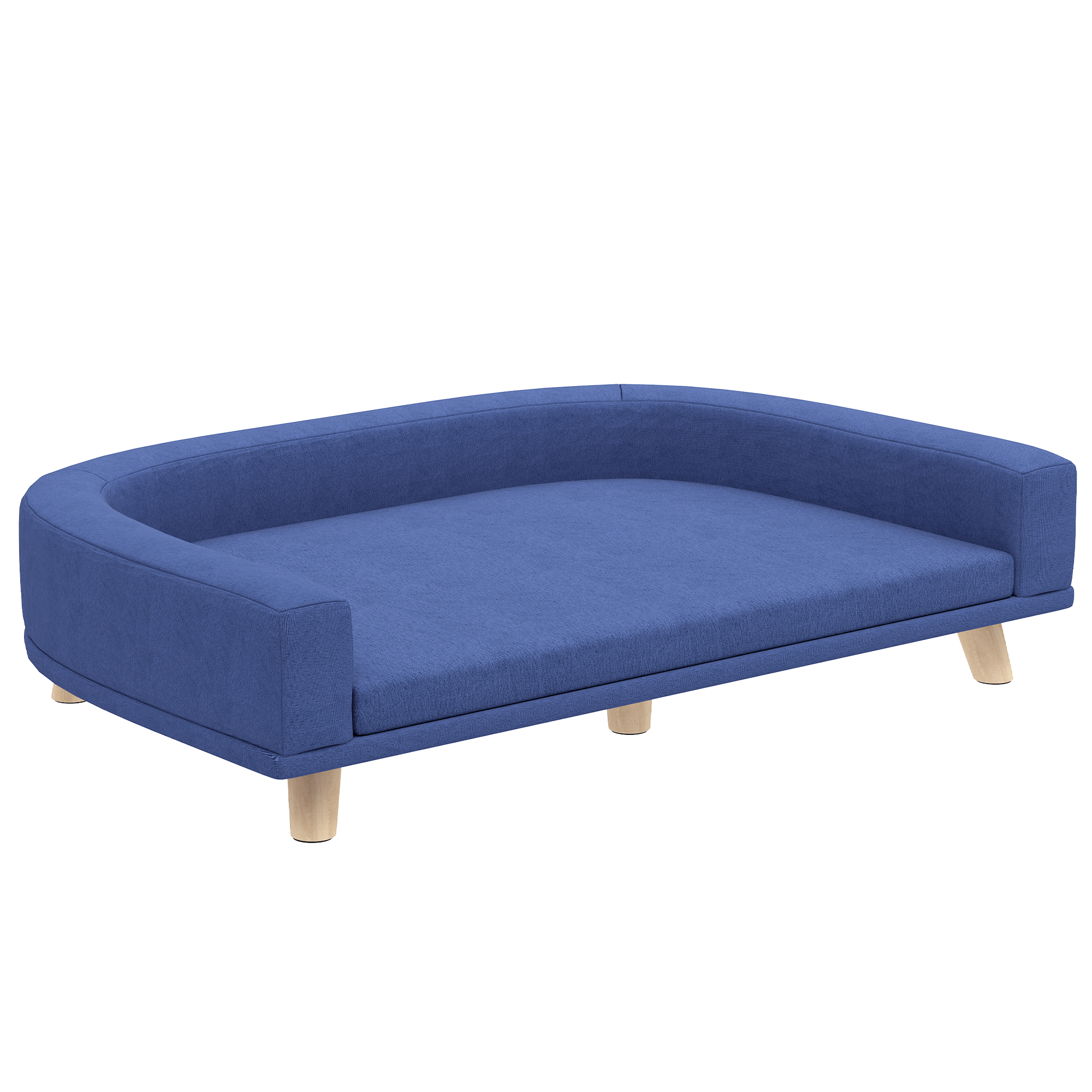 PawHut Hundesofa Hundecouch mit Holzbeine Abwaschbares Hundebett mit Sitzkissen Haustiersofa Katzensofa für große Hunde, 98 x 67 x 25 cm Blau Aosom