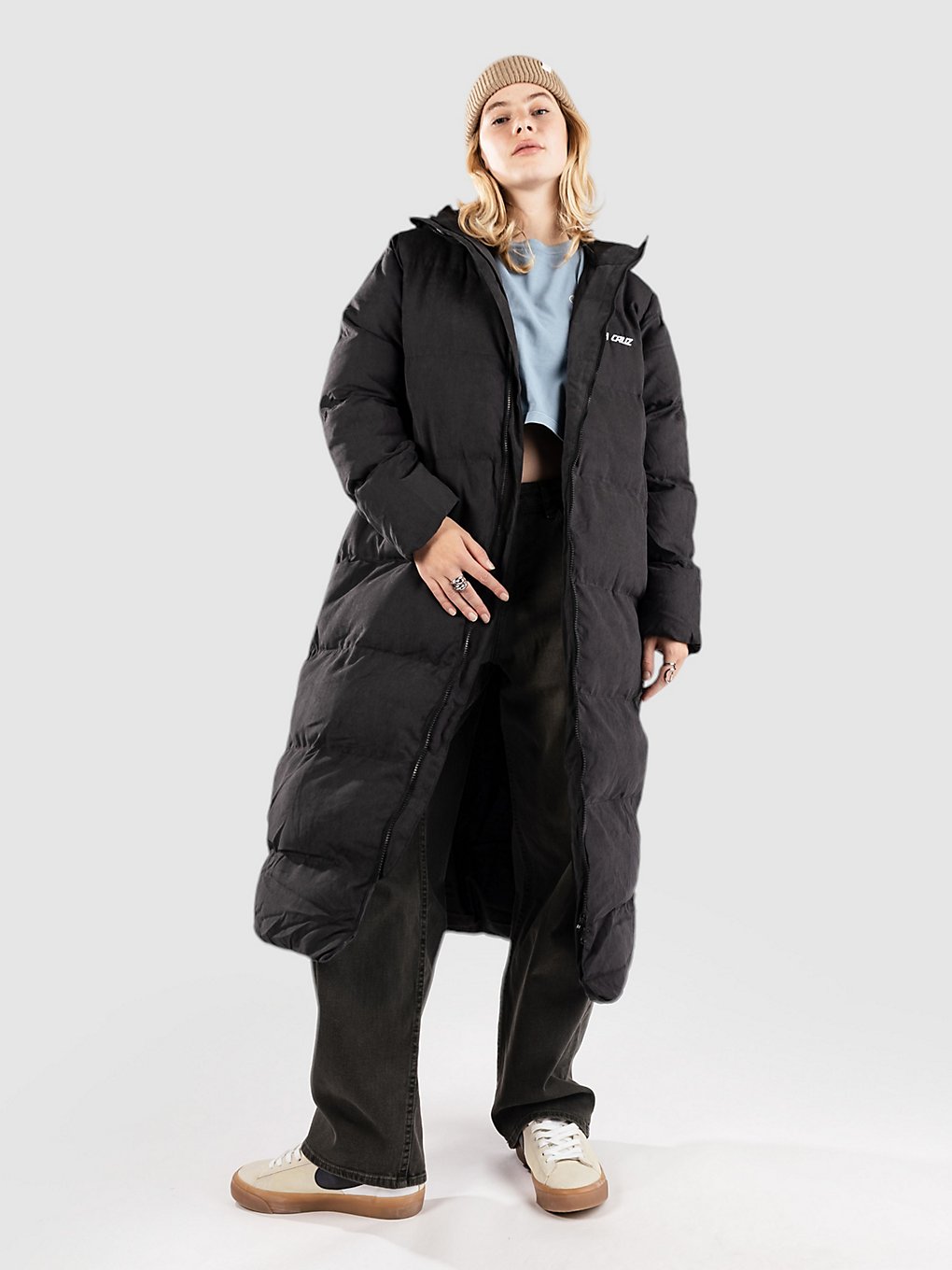 Santa Cruz Strip Long Quilted Jacke black