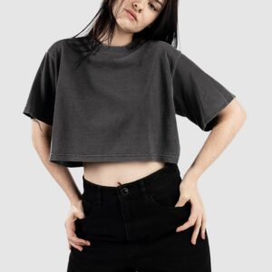 Shaka Wear Garment Dye Crop T-Shirt shadow grey