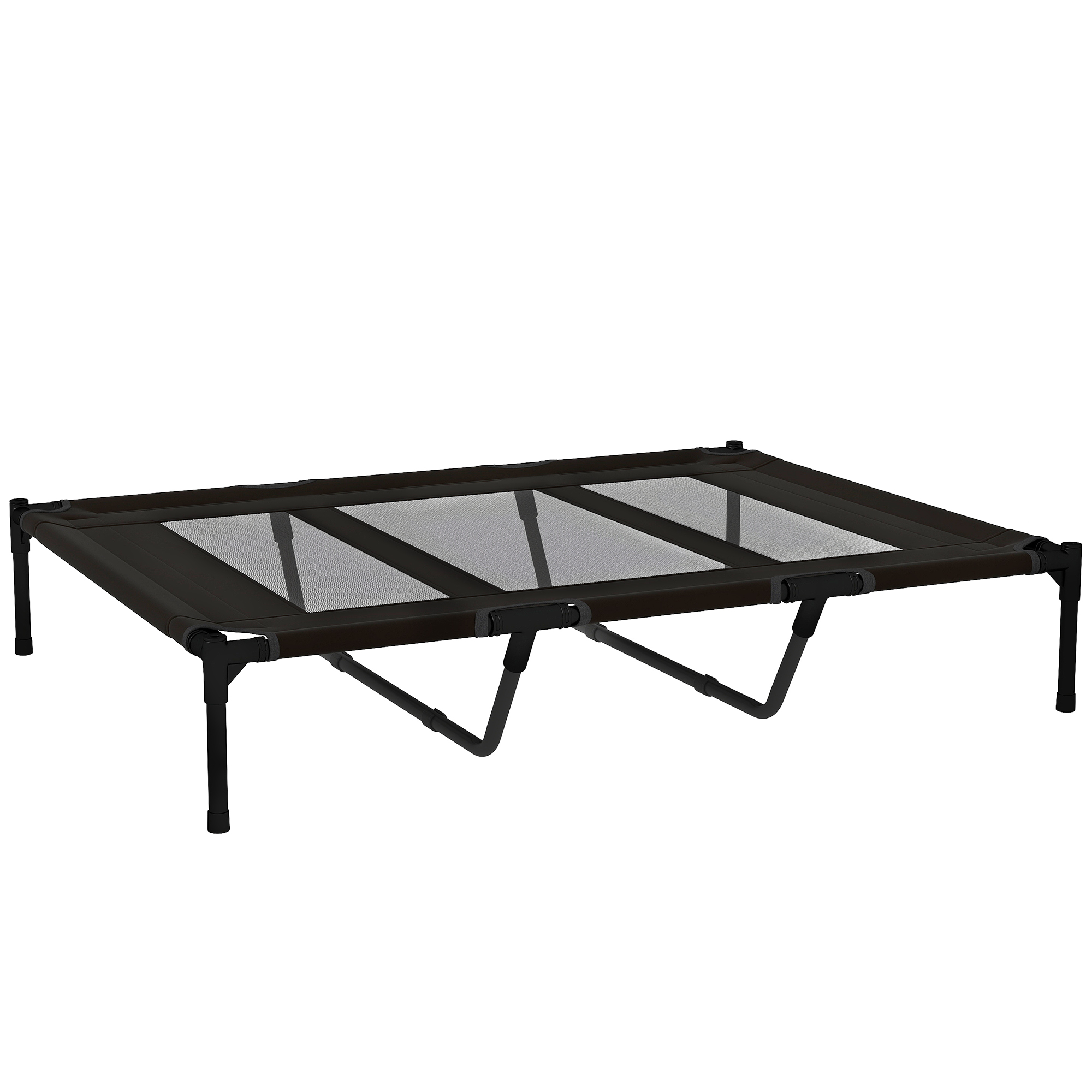 PawHut Erhöhte Hundeliege für große Hunde mit Tragetasche und rutschfesten Füßen, Hundebett für Hunde und Katzen aus Metall und Oxford-Gewebe, 122x92x23 cm, Schwarz Aosom