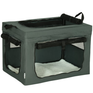 PawHut Hundetasche Hundebox mit Meshfenster und Kissen, Katzentransportbox Oxford Grau für Hunde bis 4 kg Aosom.de