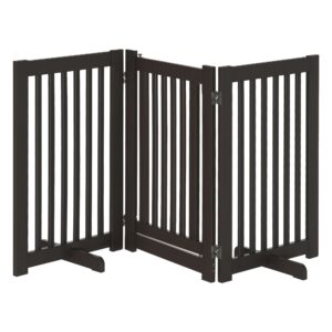 PawHut Türschutzgitter Absperrgitter freistehend für Hunde, verstellbar und klappbar, Holz dunkelbraun, sicherer Schutz für Ihr Zuhause Aosom.de