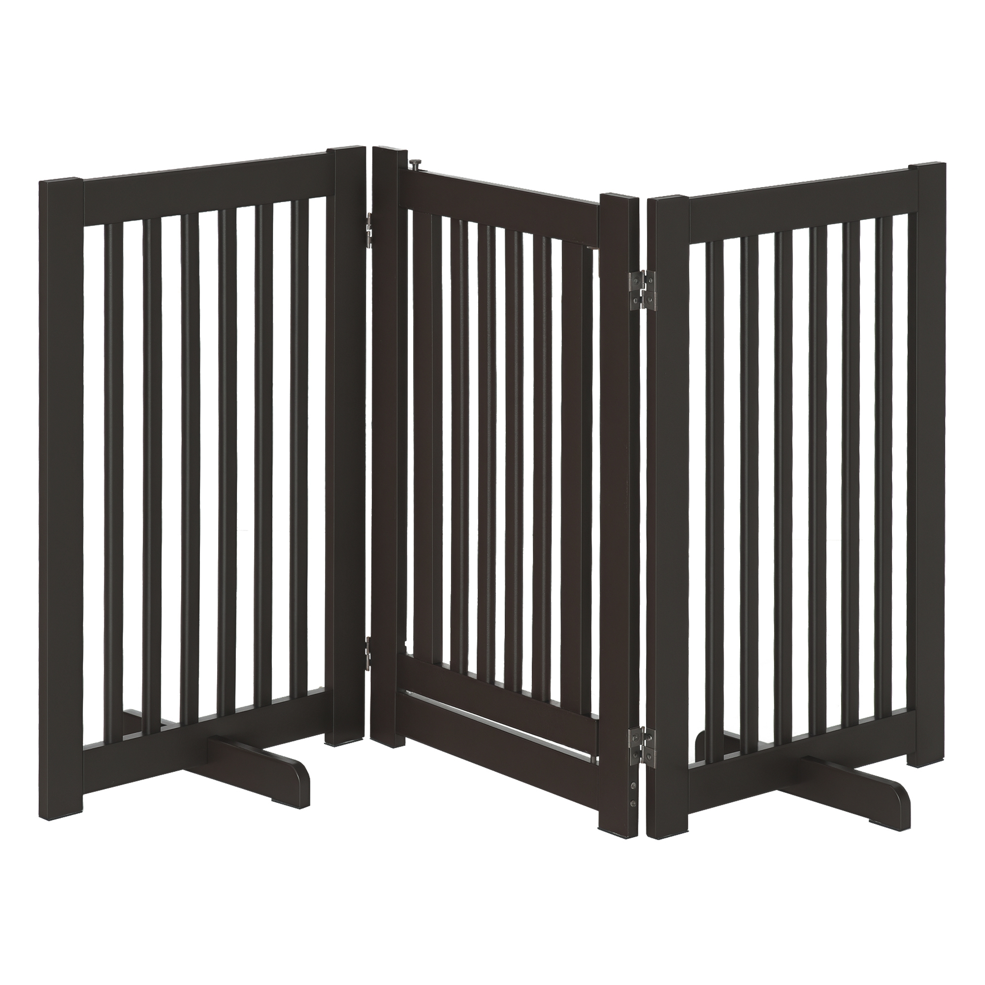 PawHut Türschutzgitter Absperrgitter freistehend für Hunde, verstellbar und klappbar, Holz dunkelbraun, sicherer Schutz für Ihr Zuhause Aosom.de