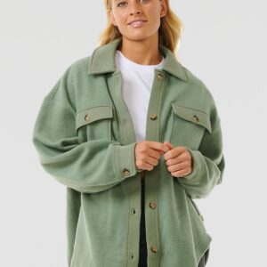 Rip Curl High Tide Fleece Shacket Jacke sage