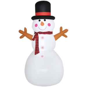 HOMCOM Aufblasbarer Schneemann 1,82 m Weihnachtsdekoration wetterfest mit LEDs aus Polyester, 100 x 80 x 182 cm für festliche Stimmung Aosom.de