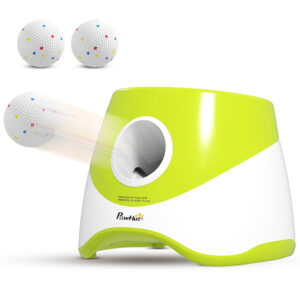 PawHut Automatischer Ballwerfer, Hunde Ball Interaktive Ballwurfmaschine mit 3 ETPU Tennisbälle 3 Distanzen 6m/10 m/14m, Interaktive Ballmaschine für kleine, mittlere Hunde Grün Aosom