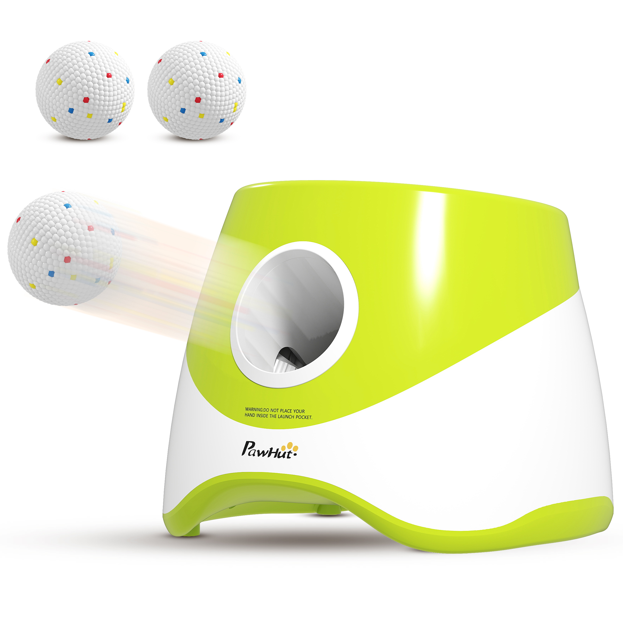 PawHut Automatischer Ballwerfer, Hunde Ball Interaktive Ballwurfmaschine mit 3 ETPU Tennisbälle 3 Distanzen 6m/10 m/14m, Interaktive Ballmaschine für kleine, mittlere Hunde Grün Aosom