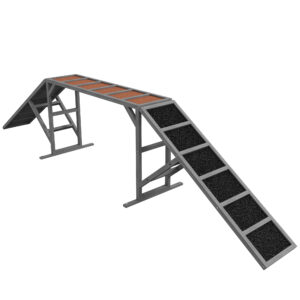 PawHut Hunde Agility Steg Agility-Ausrüstung für Hunde mit Sicherheitsstange rutschfester Oberfläche wetterfest Agility-Gerät als Laufsteg & Trainingsequipment bis 40 kg für Garten 325x55x69cm Grau Aosom