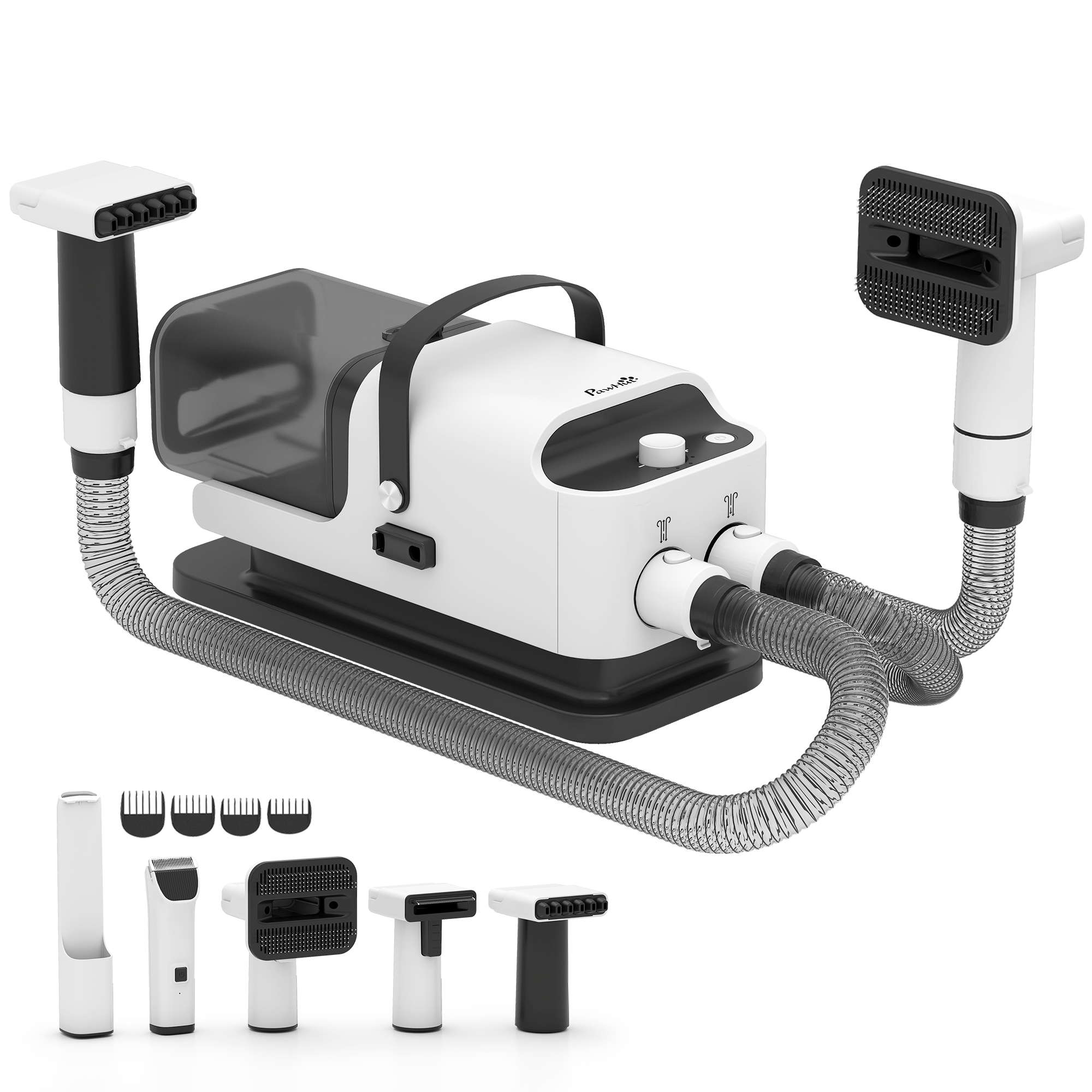 PawHut Hundefön Blower Sehr Leise 5-in-1 600W Hundetrockner mit Einstellbarer Windgeschwindigkeit und Temperaturen 5 verschiedenen Düsen Hundepflege-Trockner-Gebläse für Hunde Katzen Haustiere Weiß Aosom