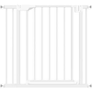 PawHut Treppenschutzgitter Absperrgitter Hund Schutzgitter ohne Bohren 76-89 x 76 cm Türschutzgitter mit Verlängerung automatische Schließung Beidseitige Einhand Öffnung für Kinder Küche Treppe Weiß Aosom