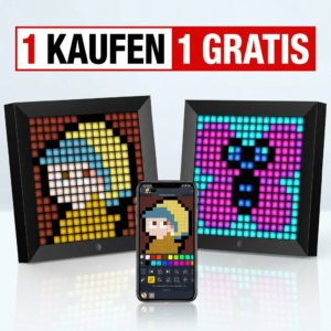 Divoom Pixoo Pixel Art Digitaler Bilderrahmen, Programmierbares 16 * 16 RGB LED Panel, Smart Clock mit Social Media Benachrichtigung, 7.18 Zoll Home Dekor Kalender Uhr, Gaming Gadgets (Schwarz)