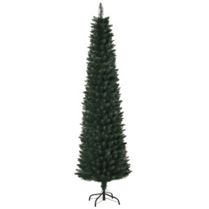 HOMCOM Künstlicher Weihnachtsbaum, 180 cm Christbaum mit 380 Spitzen, schlanke Form, klappbar Metallständer, für Weihnachten Deko, Grün Aosom