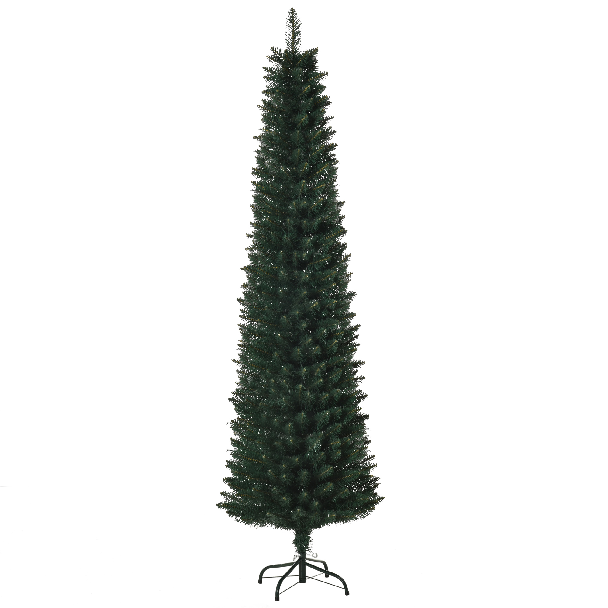 HOMCOM Künstlicher Weihnachtsbaum, 180 cm Christbaum mit 380 Spitzen, schlanke Form, klappbar Metallständer, für Weihnachten Deko, Grün Aosom