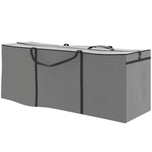 Outsunny Aufbewahrungstasche Gartenpolster, Auflagentasche, Schutzhülle mit Tragegriff Reißverschluss, Wasserdicht UV-Beständiges 600D Oxford, für Polsterauflagen Weihnachtsbaume 200x60x75 cm Hellgrau Aosom