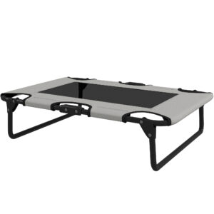 PawHut Erhöhtes Hundebett klappbar Haustierbett, Outdoor Hundeliege mit Netzdesign, Atmungsaktiv, für kleine und mittelgroße Hunde Hellgrau Oxford 75 x 51 x 18 cm Aosom