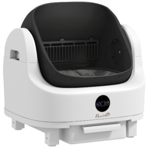 PawHut selbstreinigende Katzentoilette offenes Katzenklo Geruchsisolierung/Sicherheitsschutz, Müllbeutel, großer Behälter, für mehrere Katzen, weiß Aosom