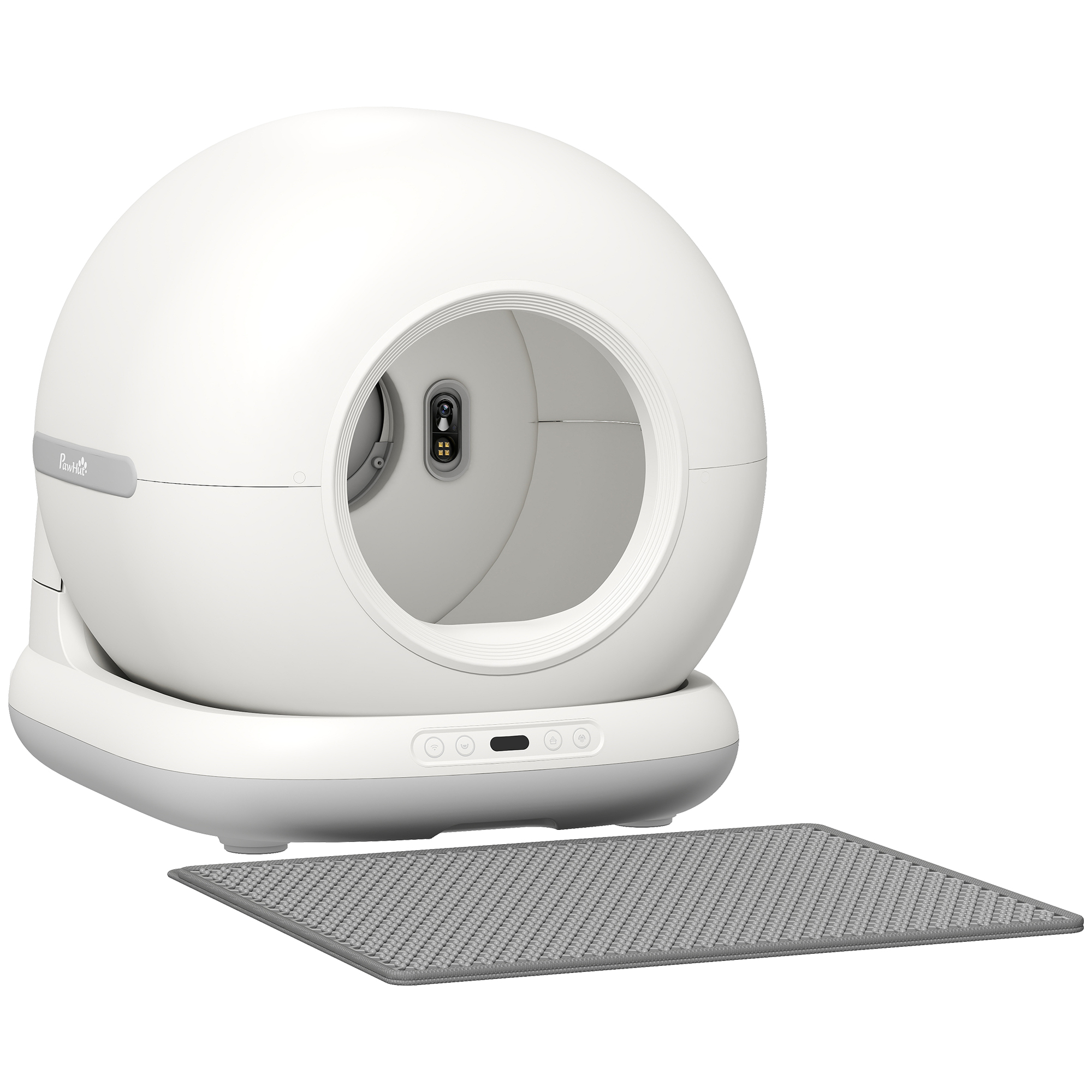 PawHut Selbstreinigende Katzentoilette, automatische Katzentoilette 72L mit HD-Kamera, App, Sicherheitssensoren, Geruchsschutz, 7L Abfallbehälter, Müllbeutel, leise, für mehrere Katzen 1-12kg Aosom